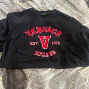 Versace Black T-Shirt with Red Logo